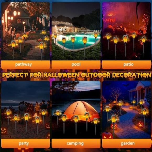 Upgraded Solar Lights Outdoor, 6 Pack Flickering Flame Solar Torch Lights - Picture 13 of 14